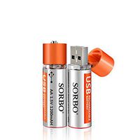 OUYAWEI Sorbo USB Rechargeable Battery AA 1.5V 1200mAh Quick Charging Li-po Battery AA 2PCS