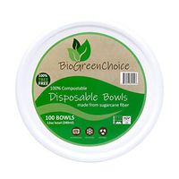 BioGreenChoice 12oz. Compostable Fiber-Molded Bagasse/Natural Sugarcane Disposable Soup Bowl – Microwave Safe, Biodegradable & Compostable Bowl (100 Count)