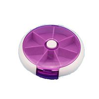 EUBUY 7-Day Plastic Round Shape Button Rotary Pill Box Cases Container Small Stuff Container(Purple)
