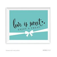 Andaz Press Bride & Co. Collection, Love is Sweet Enjoy a Treat Dessert Table Party Sign, 8.5x11 inch, 1 pack, For Bridal Shower, Engagement, Wedding Event Decorations, Sign Love is Sweet Enjoy