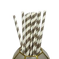 PaperLanternStore.com Gray Striped Patterned Party Paper Straws (12 Pack)