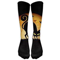 Unisex Cotton Black Cat Halloween Compression Sports Socks