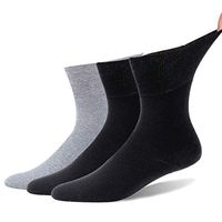 Forcool Diabetic Socks Wide, Non Binding Loose Top Full Cushion Crew Diabetes Socks Non Blister Seamless Toe Mid Calf Cotton Dress Edema Socks for Men and Women, X Large, 2 Pairs Black&1 Pair Gray