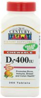 21st Century D 400 IU Chewable Tablets, Orange, 360 Count