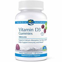 Nordic Naturals Vitamin D3 Gummies, 1000 IU Vitamin D3 Cholecalciferol, Supports Calcium Absorption for Bone Health, Mood, and Immune Health*, Wild Berry Flavor, 60 Gummies