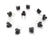 MakerSpot 6mm 2 Pin Panel PCB Momentary Tactile Tact Push Button Switch Through Hole Breadboard Friendly x 10 Pack