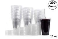 X-Large Clear Plastic Disposable Cups with Lids & Straws 200 count - 20 oz (ounces) Clear PET Cup for Cold Smoothie, Iced Coffee, Boba, Bubble Tea, Protein Shakes, Cold Drinks, 100% Recyclable