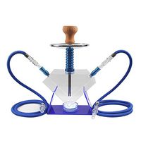 2 Hose Micro Acrylic Shisha Kit Mini Shisha Hookahs Set with Everything Colorful LED Light 16.5" Narghile Shareef Small Hookah Complete Set (Color : Blue)