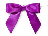 PURPLE 3" Pre-Tied Satin Bowswith 5" Twist Ties~ 7/8" ribbon 12 unit, 12 pack per unit.