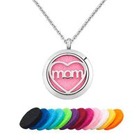 LoEnMe Jewelry Aromatherapy Essential Oil Diffuser Necklace Love Heart Mom Locket Pendant for Women Girl Men