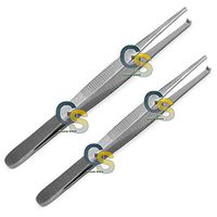 G.S 2 PCS Thumb LAB Tweezers Tissue 1X2 Teeth Dissection Forceps 6" + 8" Economy Grade