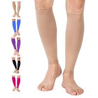 TOFLY Calf Compression Sleeve for Men & Women, 1 Pair, Footless Compression Socks 20-30mmHg for Leg Support, Shin Splint, Pain Relief, Swelling, Varicose Veins, Maternity, Nursing, Travel, Beige 4XL