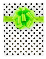 White Background with Mini Black Dots Elegant Specialty Gift Wrap with 20 Gift Tags