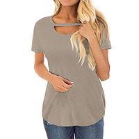 Meikosks Ladies Crewneck Cut-Out T Shirt Summer Casual Blouses Long Sleeve Tops Short Sleeve Tee