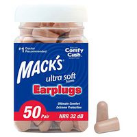 Mack's Ultra Soft Foam Earplugs, 50 Pair - 32dB Highest NRR, Comfortable Ear Plugs for Sleeping, Snoring, Travel, Concerts, Studying, Loud Noise, Work