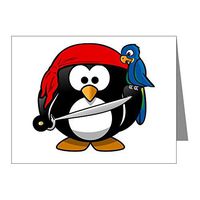 Note Cards (10 Pack) Little Round Penguin - Pirate & Parrot