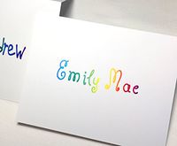 Personalized Note Cards for Children, Brightly Colored. Folding Cards with Matching Envelopes for Boys or Girls. Choose from Many Font Styles. Blank Inside