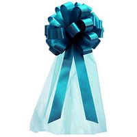 Turquoise Wedding Pull Bows with Tulle Tails - 8" Wide, Set of 6, Spring, Summer, Birthday, Christmas, Decoration, Reception, Wedding, Easter