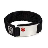 Diabetic ON Insulin Sport Medical ID Alert Bracelet with Black adjusable Wrist Band (Hooks and Loops).