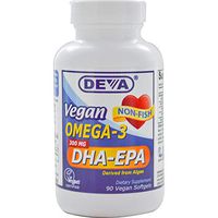 DEVA VEGAN VITAMINS OMEGA-3,DHA-EPA,VEGAN,H/P, 90 SGEL