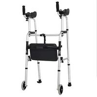 LshkyZXQ Arms Height Adjustable Wheel Rollator, Aluminum Flip Leather seat Plate Disabled Elderly Medical Device Lightweight Folding Walking aid