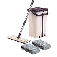 Double Sided No Hand Washing Lazy Mops with 360 Magic Spin/Plastic/Flat Bucket Set Mops Cloth/Floor Cleaning Microfiber Replace,A280 (8pcs Mop Pads)