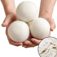 Wool Dryer Balls - Reusable Natural Fabric Softener, Reduces Clothing Wrinkles and Saves Drying Time.6 Packs(7CM, White)