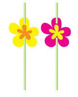 Creative Converting 6 Count Straws with Luau Flower Attachments