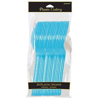 Bright and Vibrant Caribbean Blue Plastic Spoons, 20 Ct.