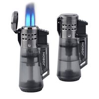 2 Pack Jet Torch Cigar Lighter, New Triple Flame Cigarette Lighter with Butane Refillable and Visible Gas Tank Window