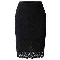 EDC Womens High Waist Wear to Work Lace Mermaid Pencil Skirts Knee Length Skirt (S, Black)