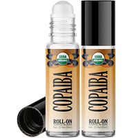 Organic Copaiba Roll On Essential Oil Rollerball (2 Pack - USDA Certified Organic) Pre-diluted with Glass Roller Ball for Aromatherapy, Kids, Children, Adults Topical Skin Application - 10ml Bottle