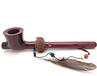 Mr. Brog Lakota Tobacco Pipe - Model No: Indian Peace Pipe Mahogany - Pear Wood Roots - Hand Made