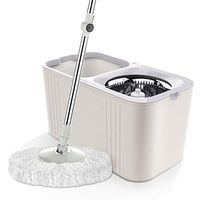 PLHMS Spin Mop, Floor Cleaning Supplies, Stainless Steel Spinning Mop and Bucket with Wringer Home Cleaning Kit for Hardwood Floors and Tiles