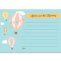 Hot Air Balloon Advice for Mommy Cards Baby Shower Up Up and Away Adventure Awaits Journey Begins Hot Air Balloon Wisdom Team Green Unisex Gender Neutral Polka Dots Stripes Clouds Printed (24 Count)