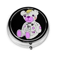 WUYAN Lil Peep Bear Round Pill Box, Pattern Decorative Pill Box for Purse Or Pocket