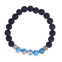 Healifty Delicate Agate Bracelets Agate Bracelets Fashion Volcanic Stone Colorful Delicate Bracelets Applicable Gifts Important Occasion Remove Bad Luck(Dark Blue)