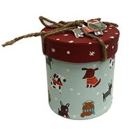 Cute Multi Dog Breeds in Winter Attire Embellished Small Decorative Holiday Gift Box (Cylinder)