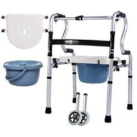 Walker Auxiliary Walking Device Widening Bar Light Commode Chair Elderly Walking Device Suitable for Fracture Rehabilitation Half-Length Hemiplegic Patients Use