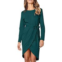 SRYSHKR Fashion Women Ladies Sleeveless Solid Above Knee Dress Loose Party Dress(M, Green)