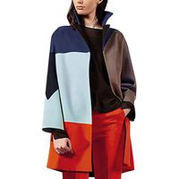 HNTDG Cardigan Sweaters for Women Color Block Casual Long Sleeve Open Front Outwear Overcoat Sweater Coats Tops Orange