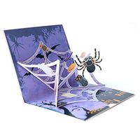 3D Halloween Pop up Greeting Card, Spider Spooky Pop Up Card - Pumpkin Ghost Halloween Cards, All Hallows Eve, Day of The Dead Party Favor, Halloween Greetings, Spooky Birthday (A)
