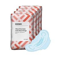Amazon Brand - Solimo Ultra Thin Pads with Flexi-Wings for Periods, Overnight Absorbency, Unscented, Size 4, 112 Count (4 packs of 28)