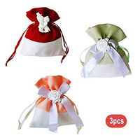 3pcs Party Favor Gift Bags for Valentines Day Wedding Birthday Party Baby Shower, Drawstring Pearl Yarn Bag with Heart Pattern for Candy Chocolates Cookies Small Gifts Jewelry