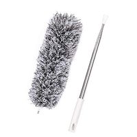HALOFAMM Microfiber Duster with Extendable Stainless Steel Pole (110 inches) and Washable Bendable Head (Wet or Dry Use) - Great for Cleaning High Ceilings/Ceiling Fan/Keyboard/Cobweb/Cars