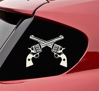Slap-Art Western Revolver Gun Vinyl Decal Sticker (Beige)