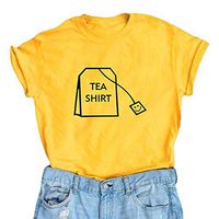 Xia&Han Women's Junior Shirts Tee Casual Blouse Short Sleeve Graphic Print Tunics Loose Tops O Neck Pullover Yellow