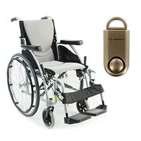 Karman S-Ergo 115 Ultra Lightweight Ergonomic Wheelchair | Seat Size 20" X 17" | Swing Away Footrest | Fixed Wheels in Silver & Free 130 dB Gold Safety Alarm!