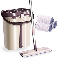 Autopeck Household Mops Flat Mop Microfiber Floor Cleaning Bucket Pads Squeeze Free Washable System Reusable Wet Dry Home Kitchen Steel Bathroom Windows Office
