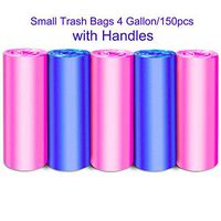 Gimnor Small Trash Bags 4 Gallon/150pcs Colorful Garbage Bags Vest Style Rubbish Bags for Home and Office 5 Rolls Fit for Small Garbage Can(2Color)